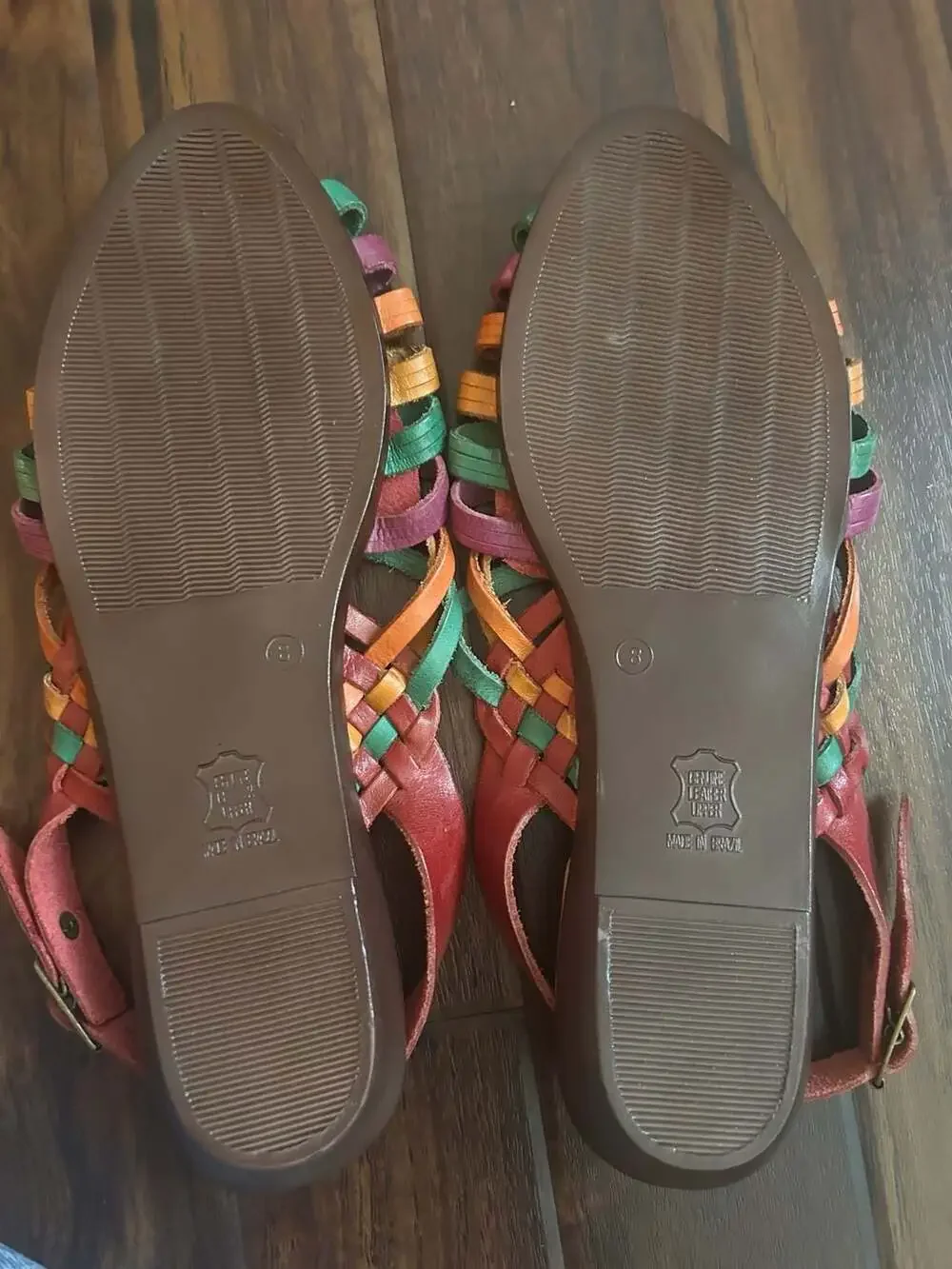 Rapallo Multi-Color Woven Leather Huarache Sandals Size 8 Wide - Picture 7 of 9